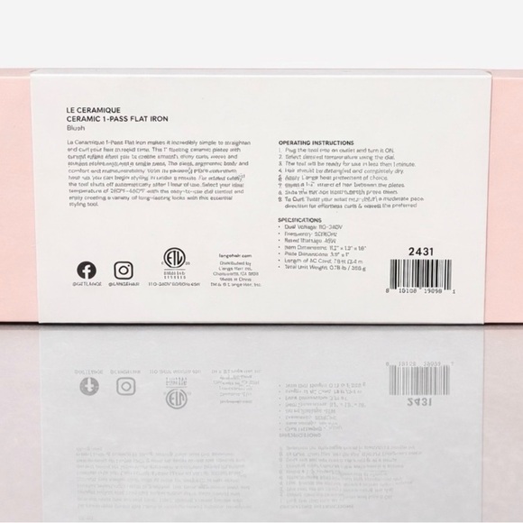 Lange Ceramic Flat Iron in Soft Pink new sealed! - Picture 3 of 4